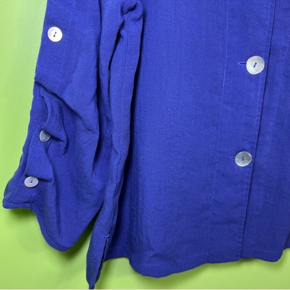 Fridaze purple Linen Redefined Sailor button blouse size M - Picture 2 of 5